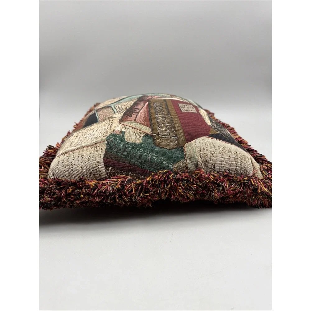 VTG Tapestry Throw Pillow Books/Reading  19